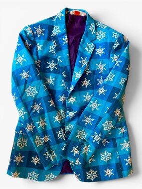 OppoSuits Snowflake Tartan 3-Piece Suit — Jacket, Trousers & Tie - Men’s L/42R